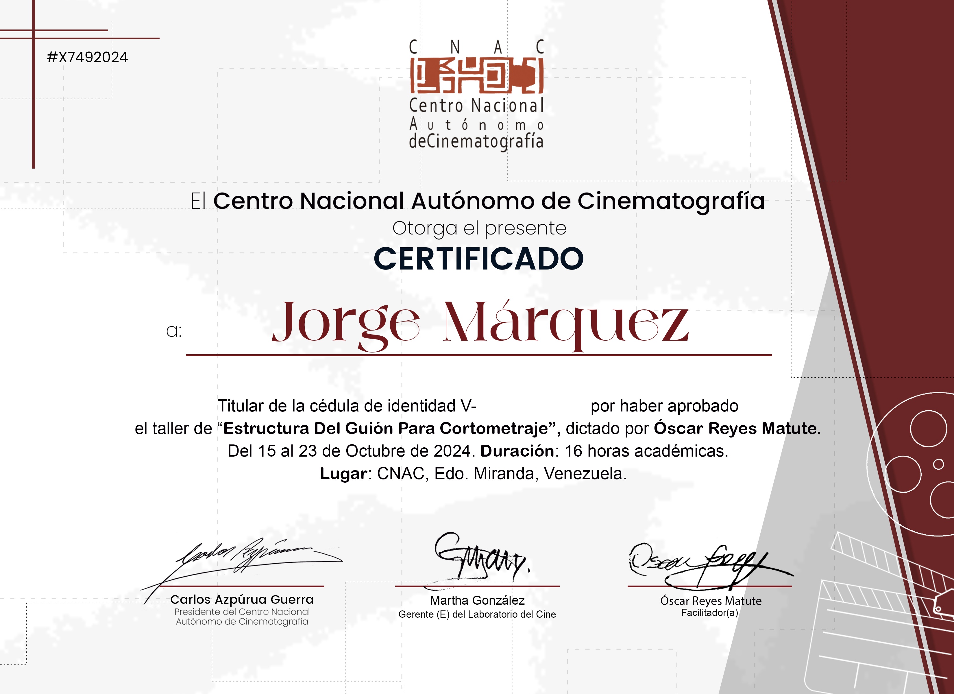 Taller de Estructura de guion para cortometrajes